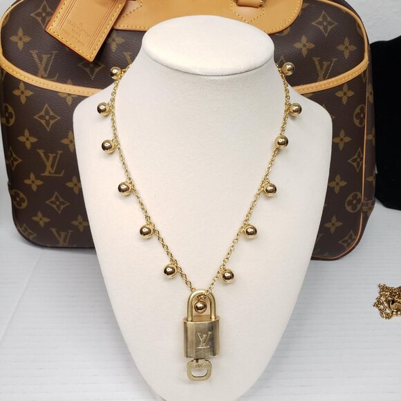 Louis Vuitton Lock & Key w/ Unbranded Golden Balls Stainless Steel Chain 100725 - Picture 1 of 8